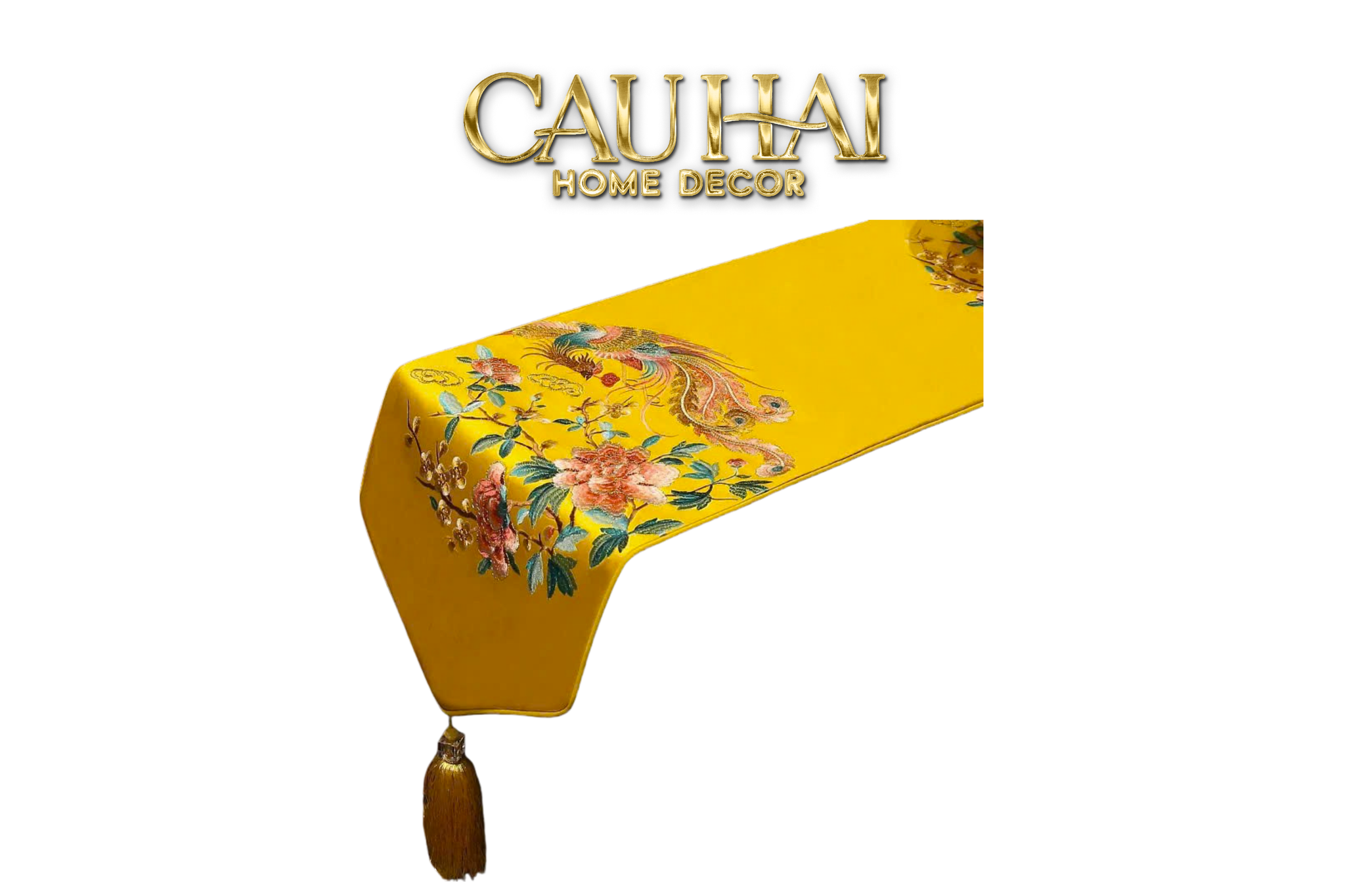 Tết Couture - Khăn Trải Bàn Kim Loan Tường Hoà 2m1x33 - CẬU HAI HOME DECOR