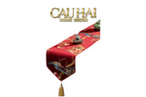 Tết Couture - Khăn Trải Bàn Lụa Thêu Chu Tước 2m4 Luxury Embroidered Silk Table Runner-KHĂN TRẢI BÀN-CẬU HAI HOME DECOR
