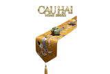 Tết Couture - Khăn Trải Bàn Lụa Thêu Kim Hoàng Điểu 2m4 Luxury Embroidered Silk Table Runner-KHĂN TRẢI BÀN-Đối tác tại Trung Quốc theo từng đơn đặt hàng-CẬU HAI HOME DECOR