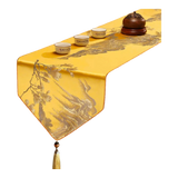 Tết Couture - Khăn Trải Bàn Lụa Thêu Kim Sơn Thuỷ Đồ 2m7 & 3m Table Runner