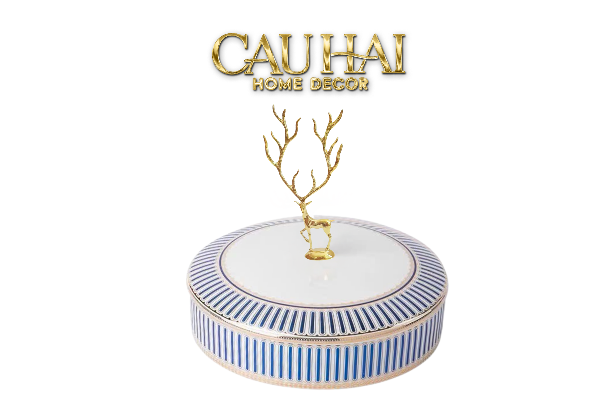 Tết Couture - Khay Bánh Mứt Linges Antler Noble - Bleu / Rose Plateau - CẬU HAI HOME DECOR