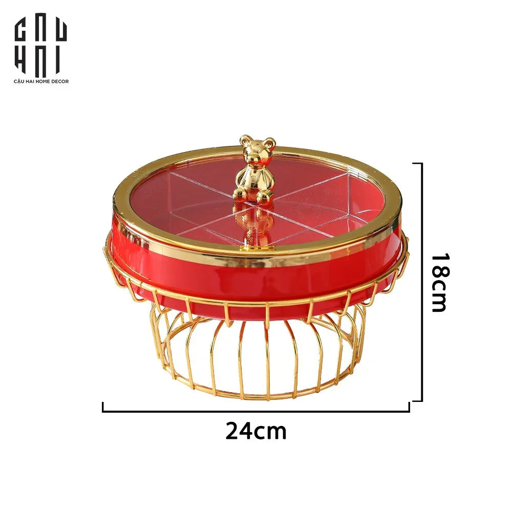 Tết Couture - Khay Bánh Mứt Red Bear - CẬU HAI HOME DECOR