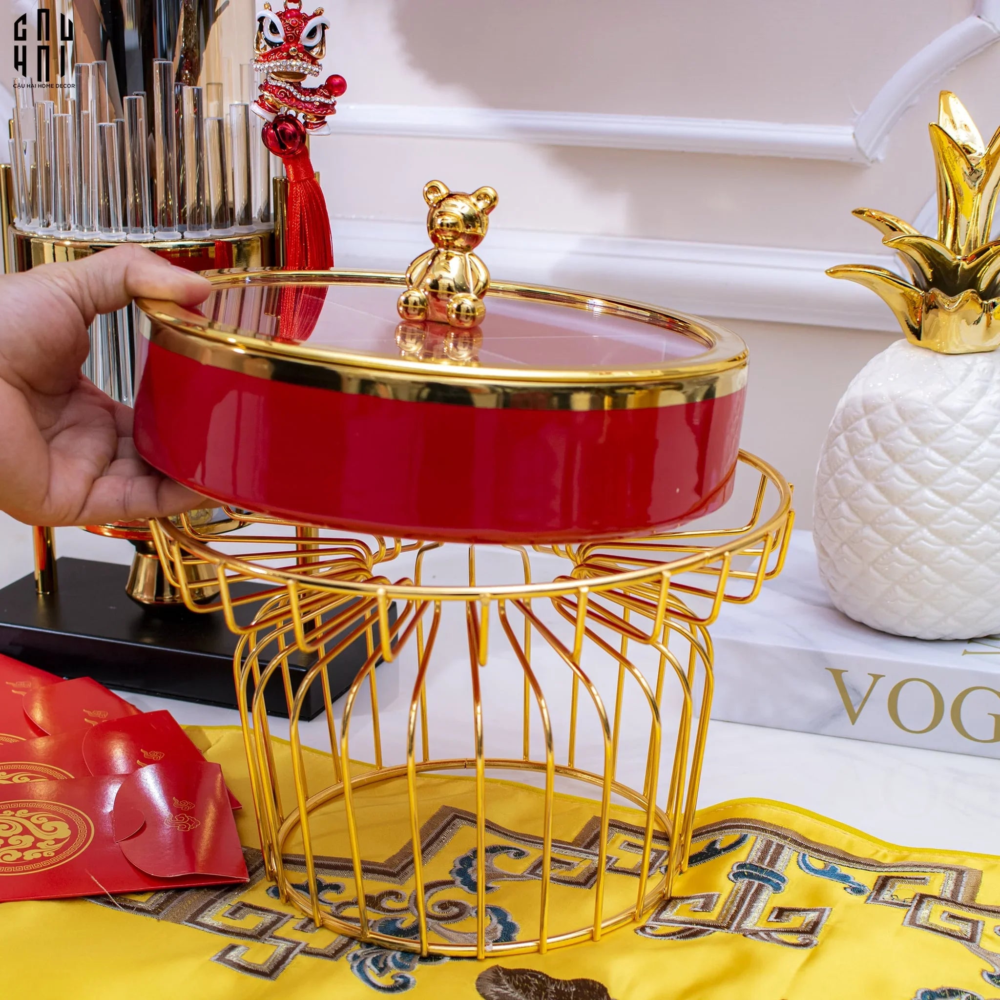 Tết Couture - Khay Bánh Mứt Red Bear - CẬU HAI HOME DECOR