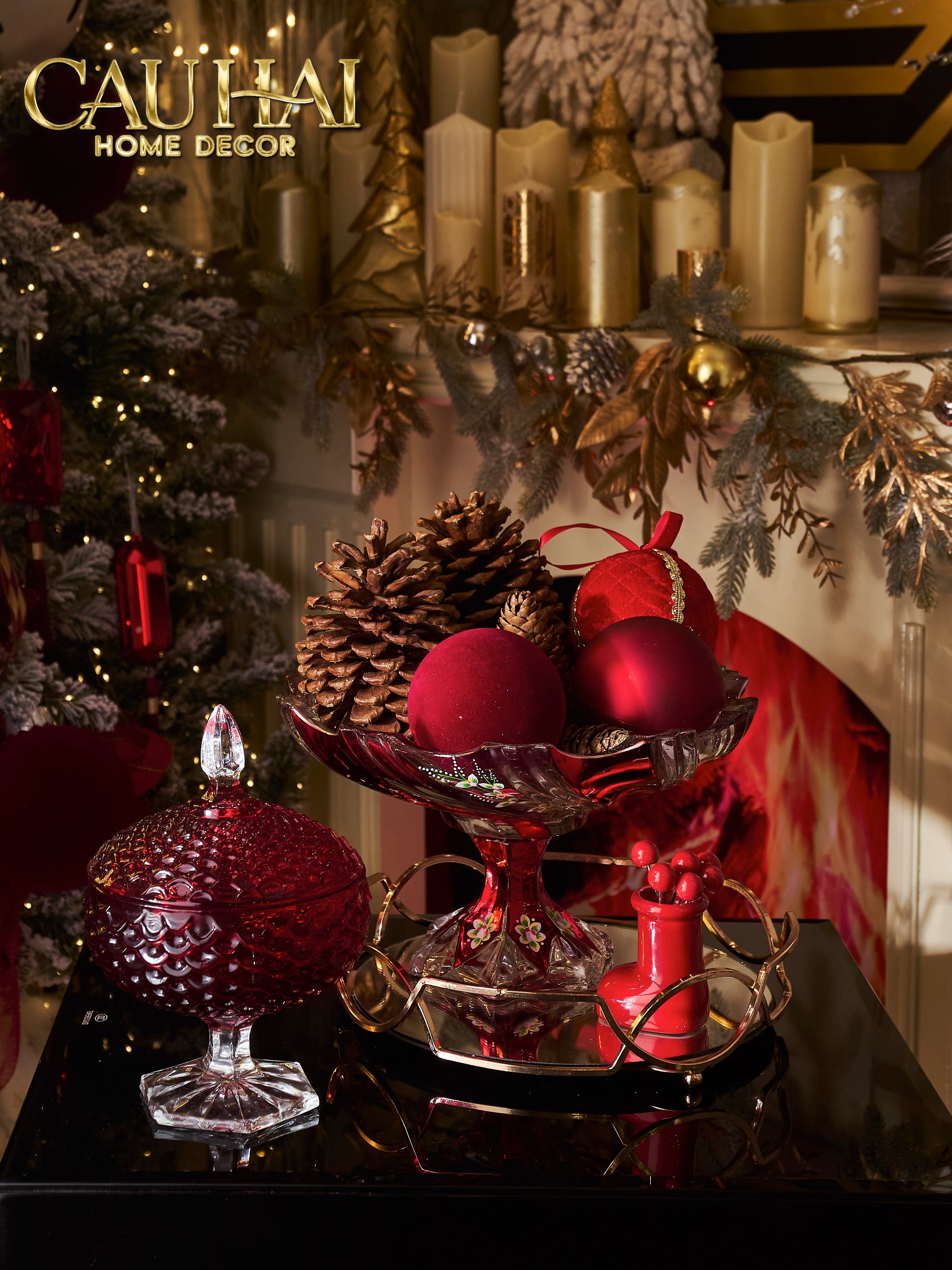 Tết Couture - Lọ Thuỷ Tinh Lollipop Ruby Bonbonnière H25 - CẬU HAI HOME DECOR