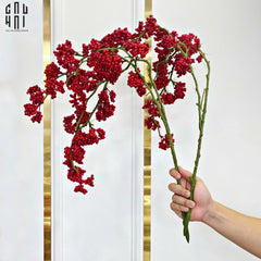 Tết Couture - Set 2 Cành Đào Đông Petite Grappe Rouge D’Hiver-Hoa Lụa-CẬU HAI HOME DECOR
