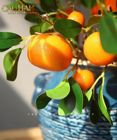Tết Couture - Set 2 Cành Quả Quýt Tangerines Ember/Amber-CẬU HAI HOME DECOR