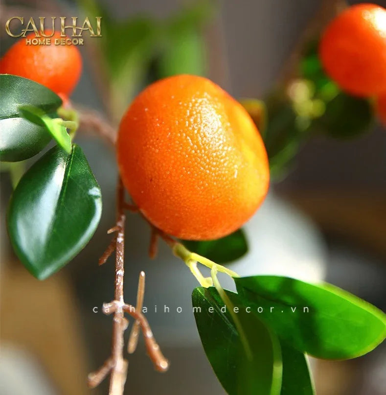 Tết Couture - Set 2 Cành Quả Quýt Tangerines Ember/Amber-CẬU HAI HOME DECOR