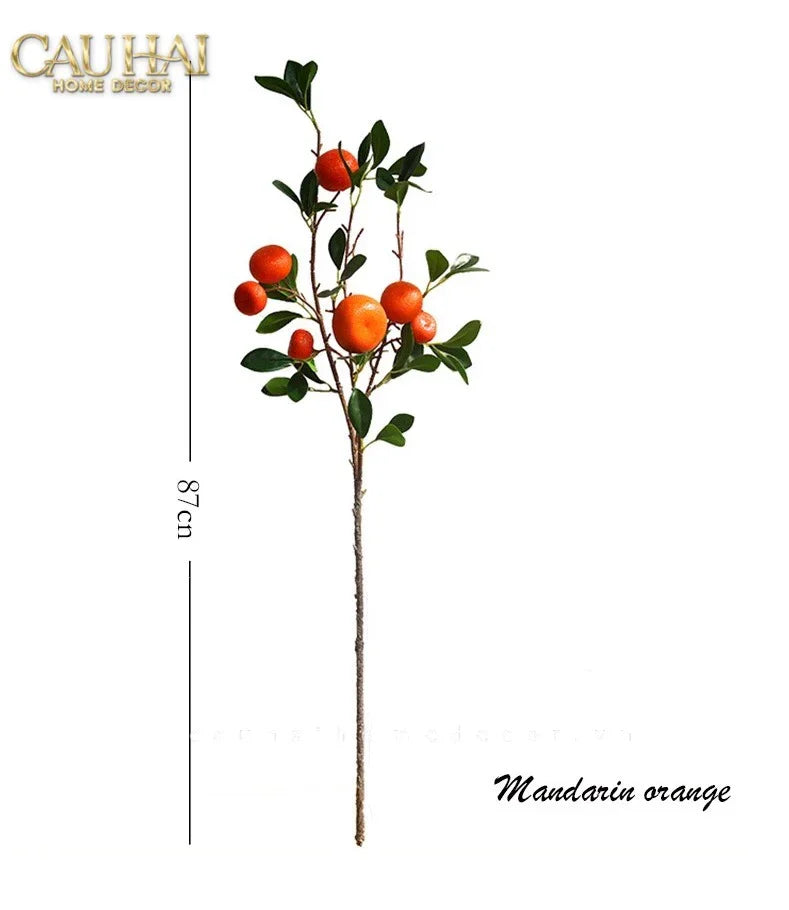 Tết Couture - Set 2 Cành Quả Quýt Tangerines Ember/Amber-CẬU HAI HOME DECOR
