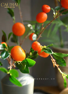 Tết Couture - Set 2 Cành Quả Quýt Tangerines Ember/Amber-CẬU HAI HOME DECOR
