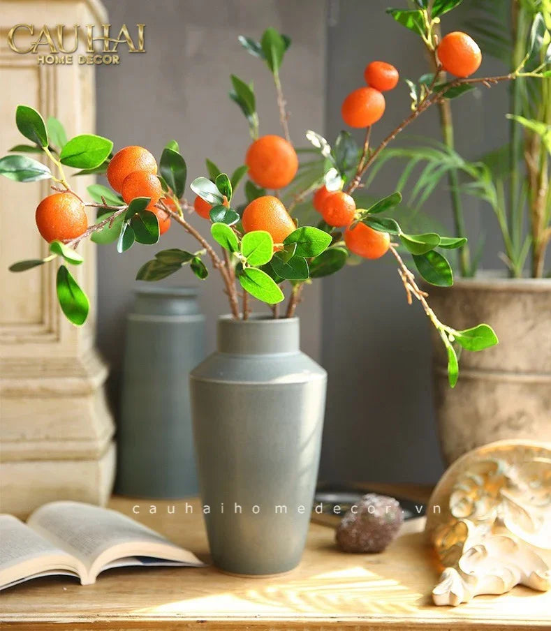 Tết Couture - Set 2 Cành Quả Quýt Tangerines Ember/Amber-CẬU HAI HOME DECOR