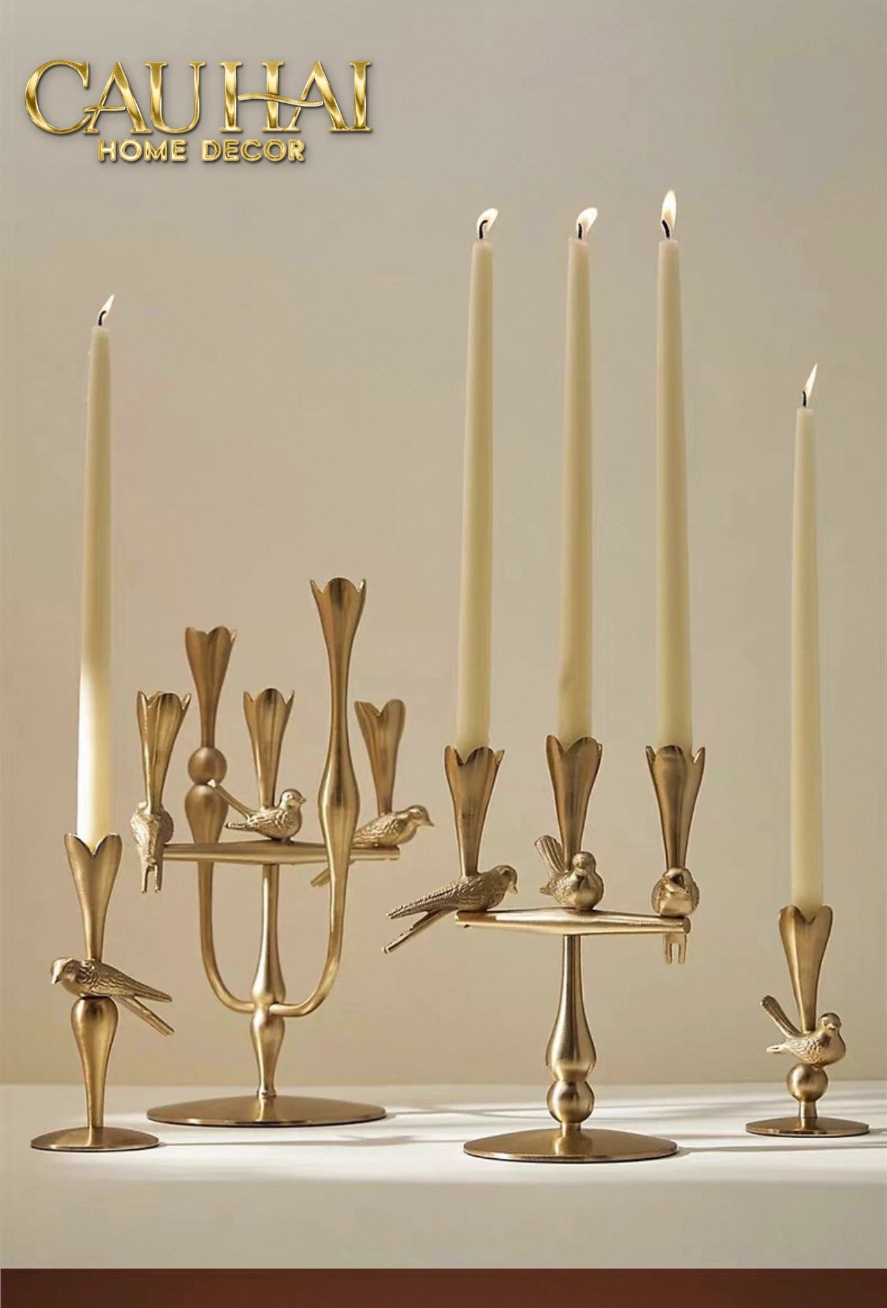 Tết Couture - Set 2 Đế Nến Brasson Bird Harmonia Candle Holders - CẬU HAI HOME DECOR