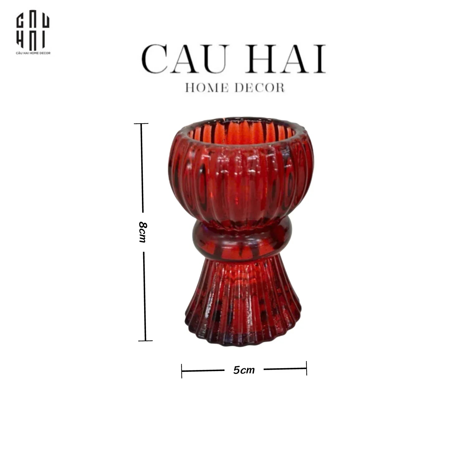 Tết Couture - Set 2 Đế Nến Pha Lê Rouge Éclat - CẬU HAI HOME DECOR