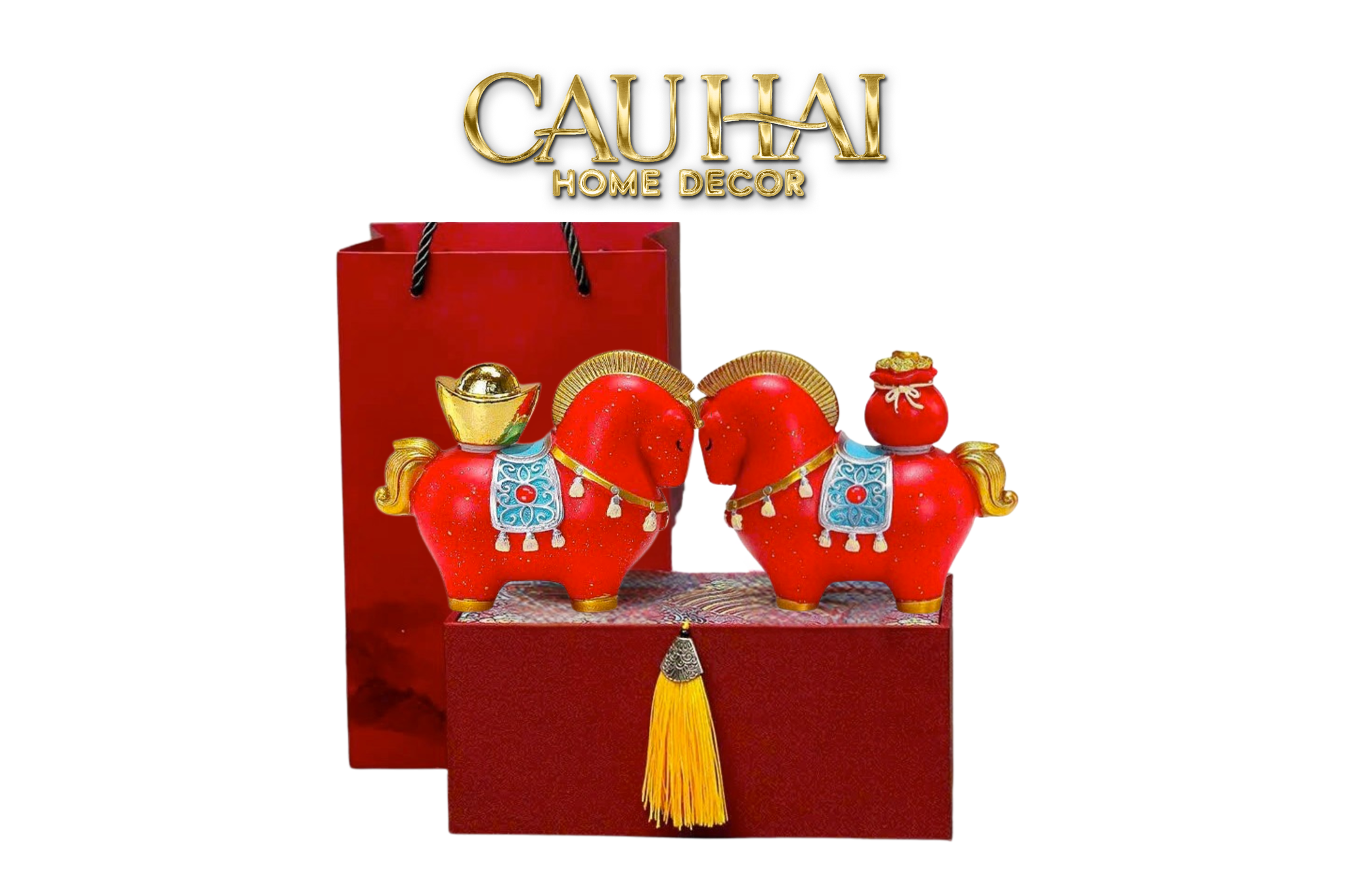 Tết Couture - Set 2 Tượng Chu Mã Cát Tường Gift Box - CẬU HAI HOME DECOR