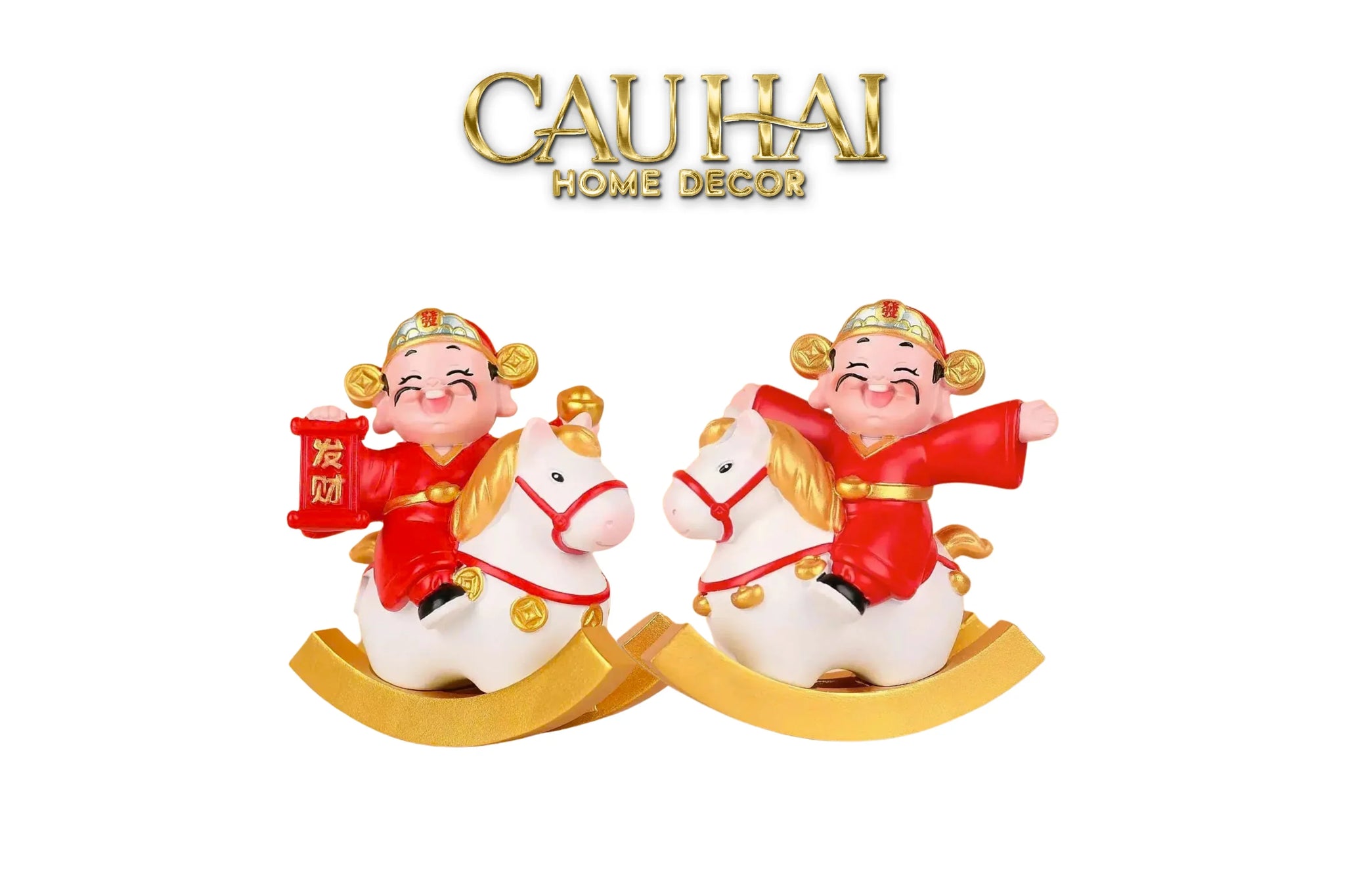 Tết Couture - Set 2 Tượng Thần Tài Song Hoàng Kỳ-CẬU HAI HOME DECOR