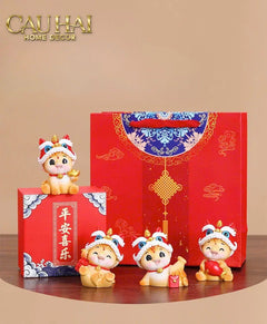 Tết Couture - Set 4 Tượng Lân Mã Tứ Hỷ Emperor Palace Gift Box.-TƯỢNG TRANG TRÍ-CẬU HAI HOME DECOR
