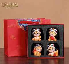 Tết Couture - Set 4 Tượng Lân Mã Tứ Hỷ Emperor Palace Gift Box.-TƯỢNG TRANG TRÍ-CẬU HAI HOME DECOR
