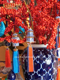 Tết Couture - Set 5 Dây Treo Indochine Indigo Porcelain Charm-Trang Trí Tết-CẬU HAI HOME DECOR