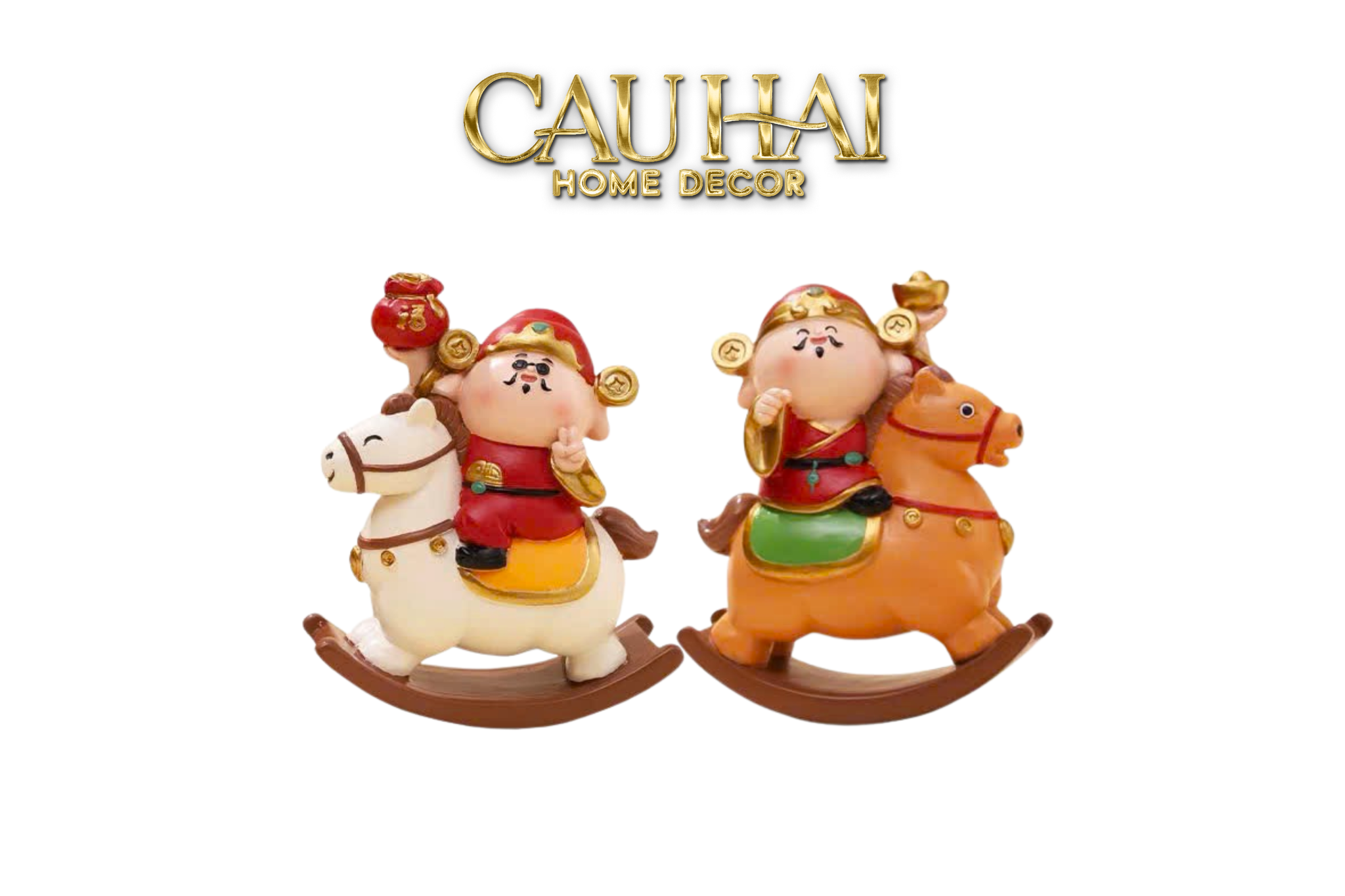 Tết Couture - Set Tượng Thần Tài Mã Đáo Roly Poly - CẬU HAI HOME DECOR