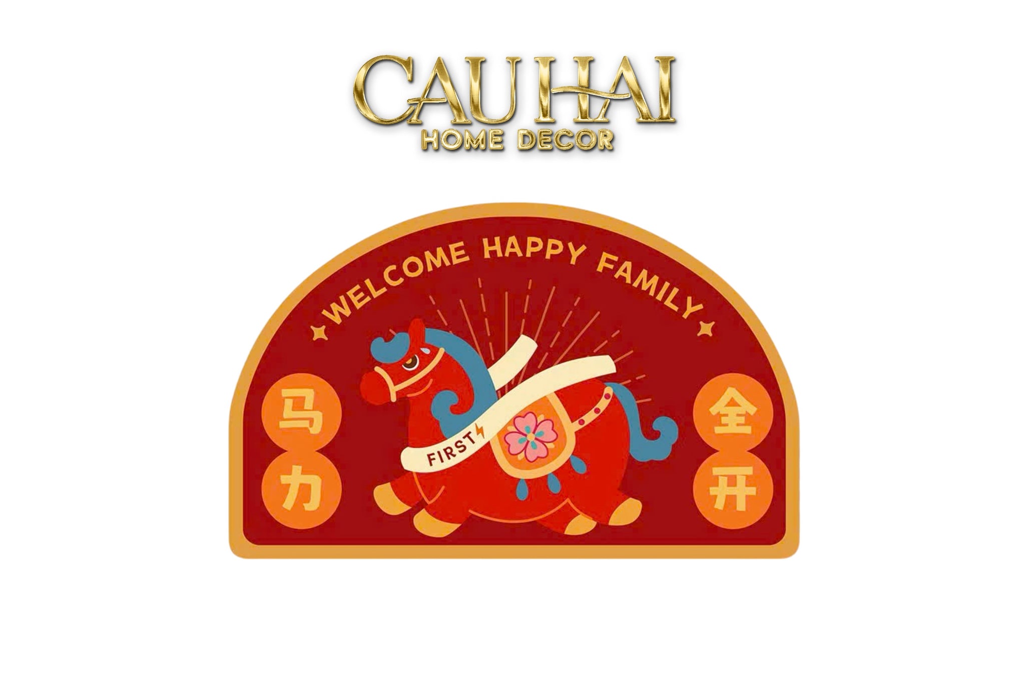 Tết Couture - Thảm Cửa Nhung Bỉ Kim Mã Vượng Tài 80 & 120 - CẬU HAI HOME DECOR