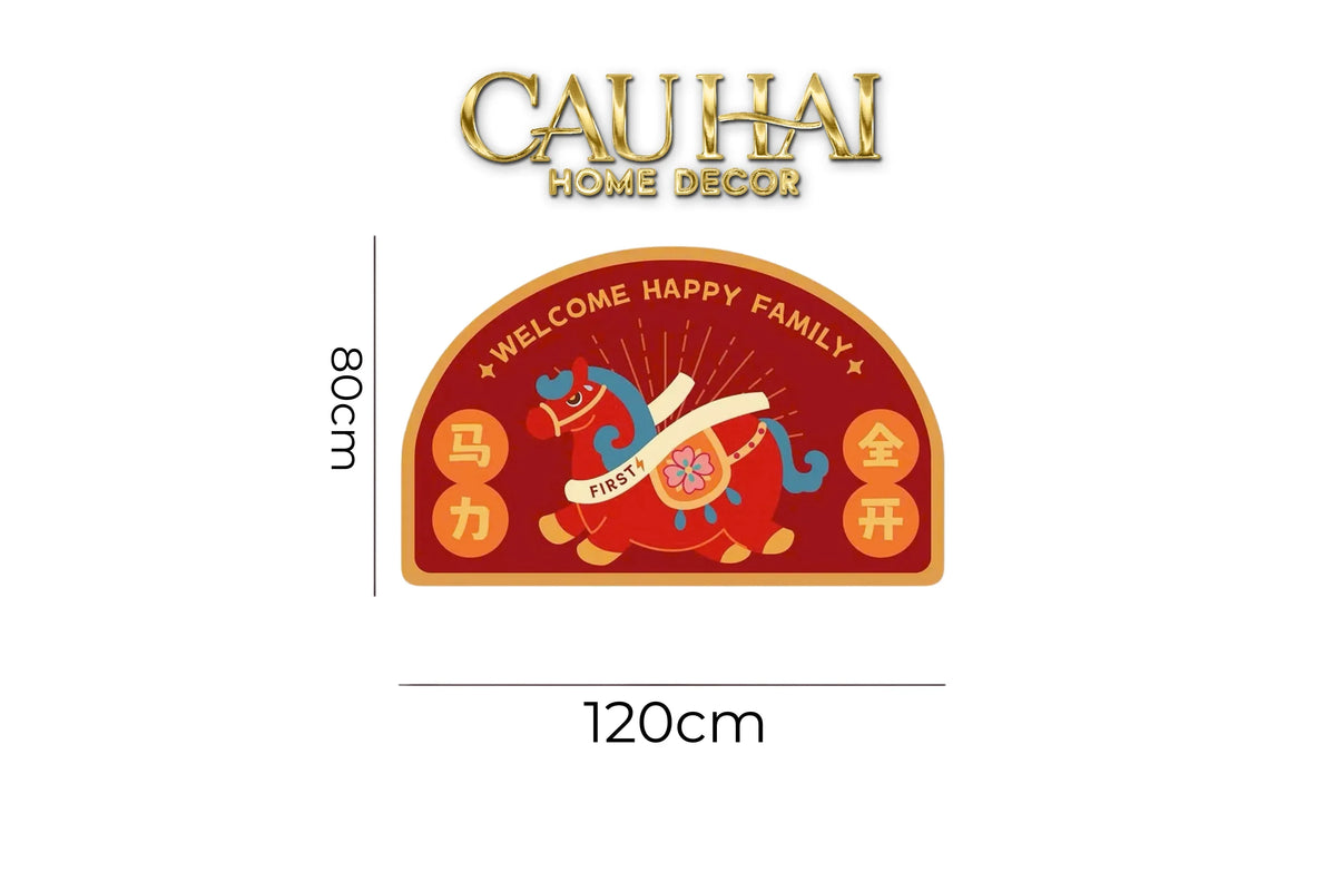 Thảm Cửa Sợi Poly - Hỷ Mã Nguyên Bảo 80x120-THẢM CỬA-CẬU HAI HOME DECOR