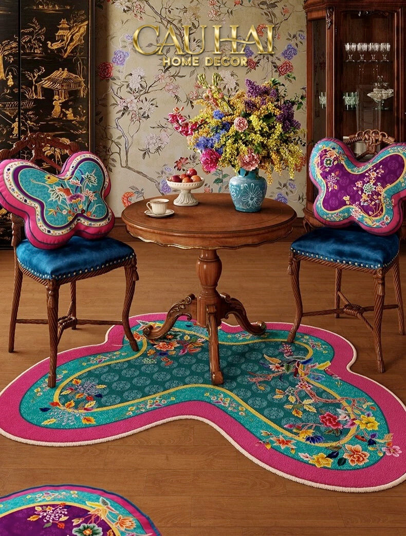 Tết Couture - Thảm Sợi Dệt Gen10 80x107 Papillon Oriental Poetic Mixology – Floral Art Rug - CẬU HAI HOME DECOR