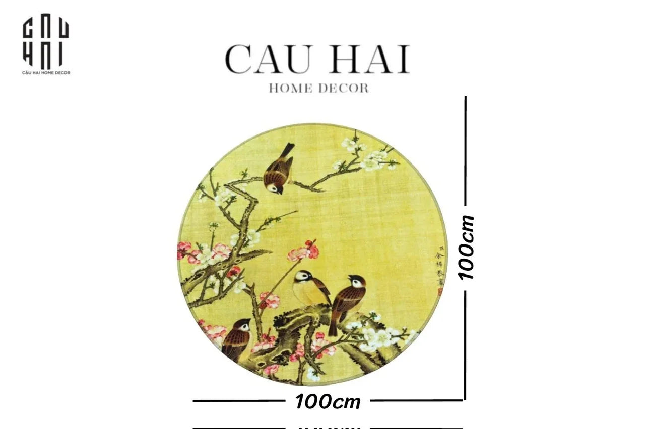 Tết Couture - Thảm Tròn Nhung Bỉ D100 - Kim Tước Nghinh Tân - CẬU HAI HOME DECOR