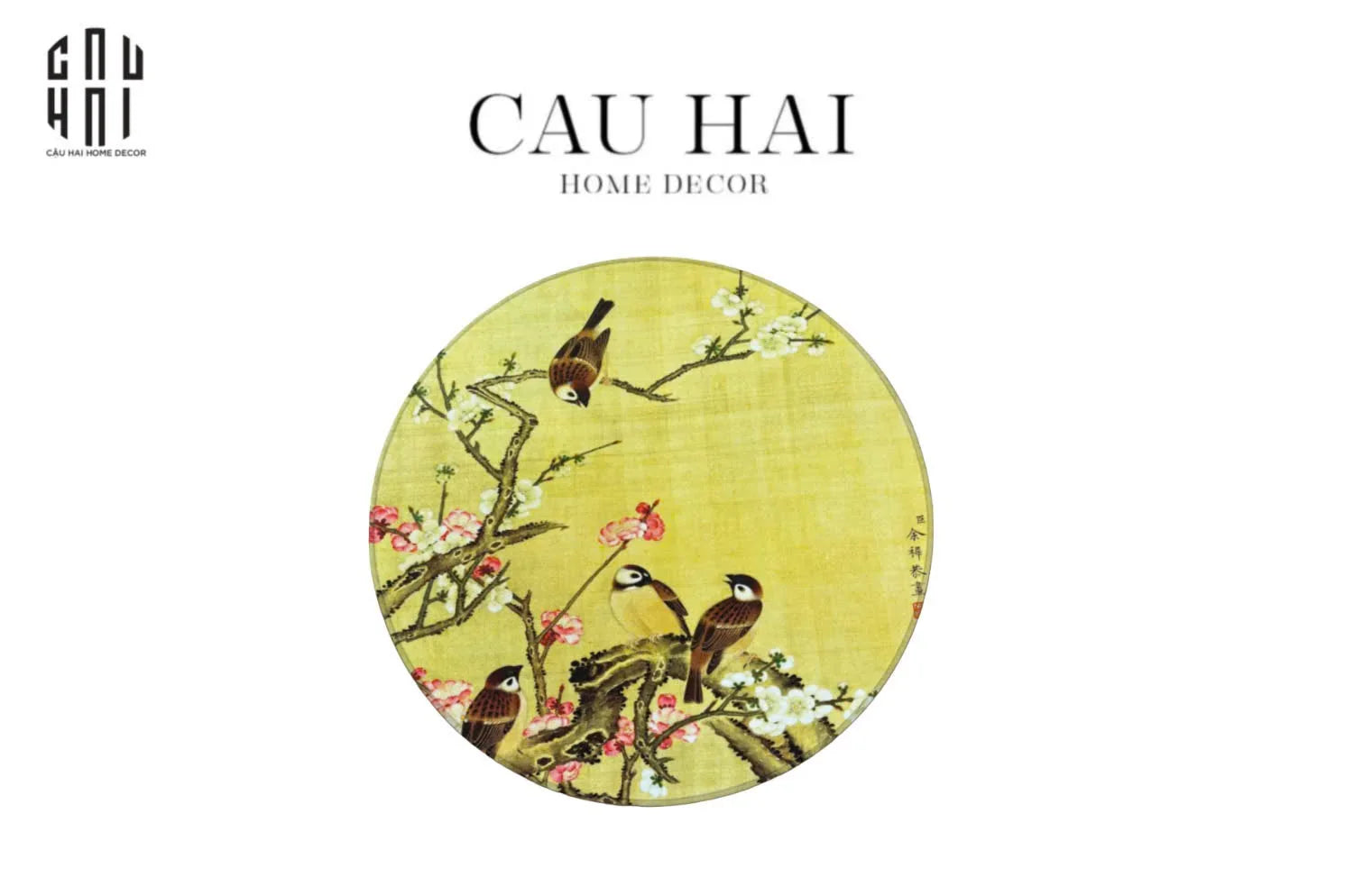 Tết Couture - Thảm Tròn Nhung Bỉ D100 - Kim Tước Nghinh Tân - CẬU HAI HOME DECOR