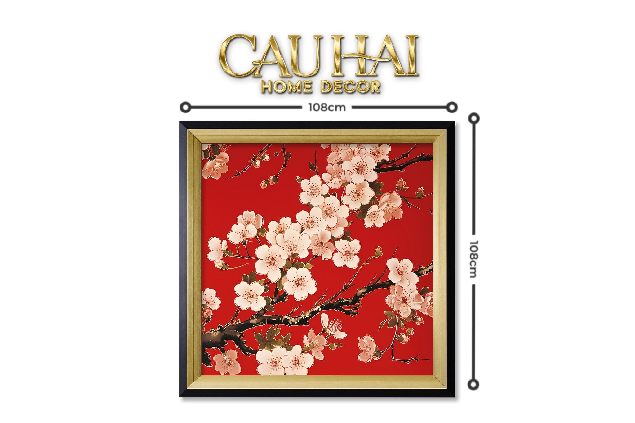 Tết Couture - Tranh Canvas Uv Gen5 Flora De Fortune Chu Sa Cát Tường 108x108 - CẬU HAI HOME DECOR