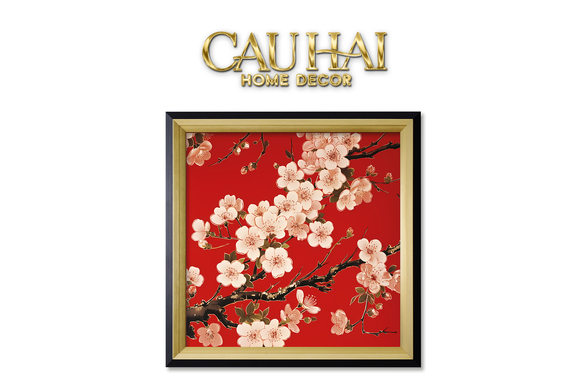 Tết Couture - Tranh Canvas Uv Gen5 Flora De Fortune Chu Sa Cát Tường 108x108 - CẬU HAI HOME DECOR