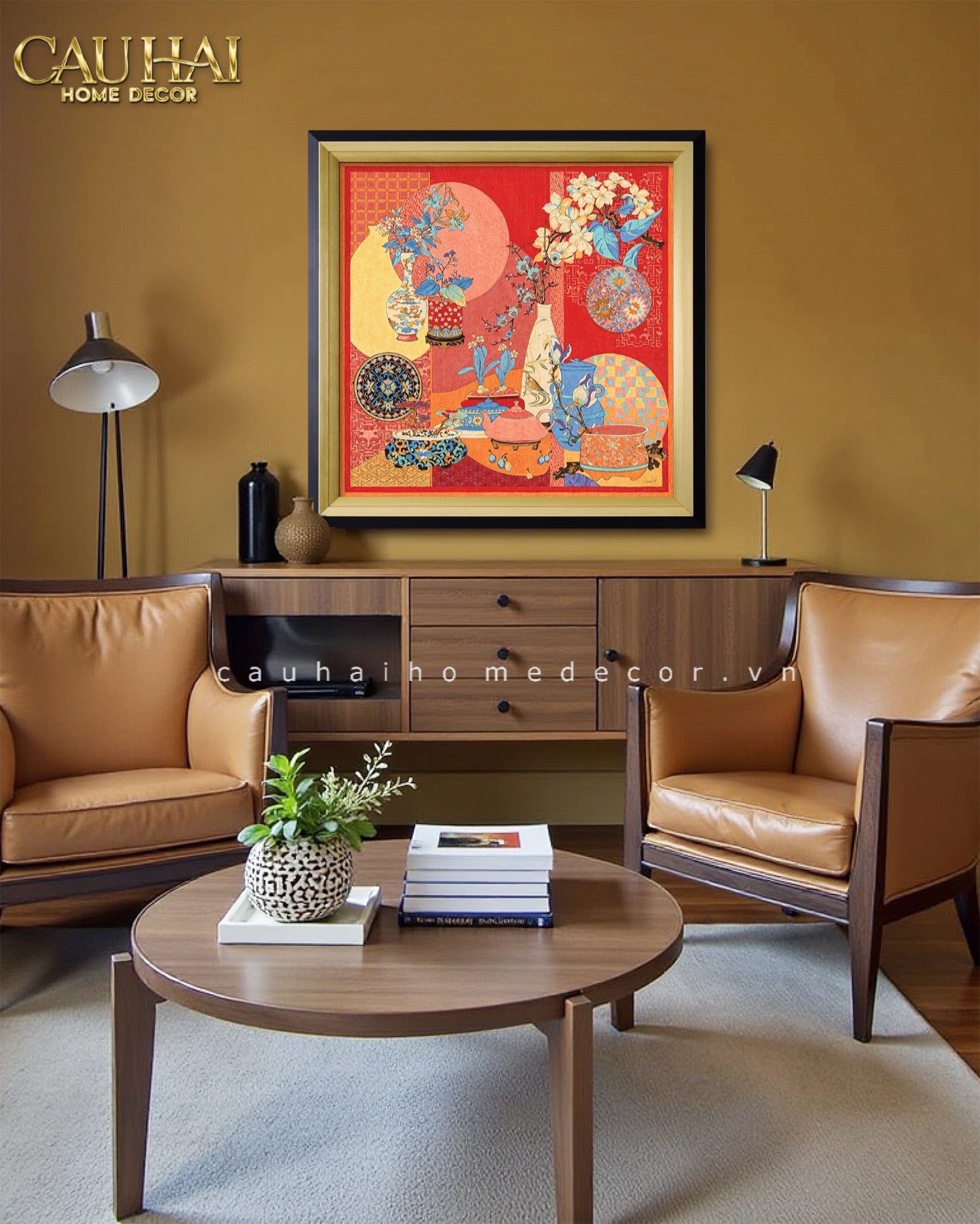 Tết Couture - Tranh Canvas Uv Gen5 Flora De Fortune Heritage Bloom 108x108 - CẬU HAI HOME DECOR