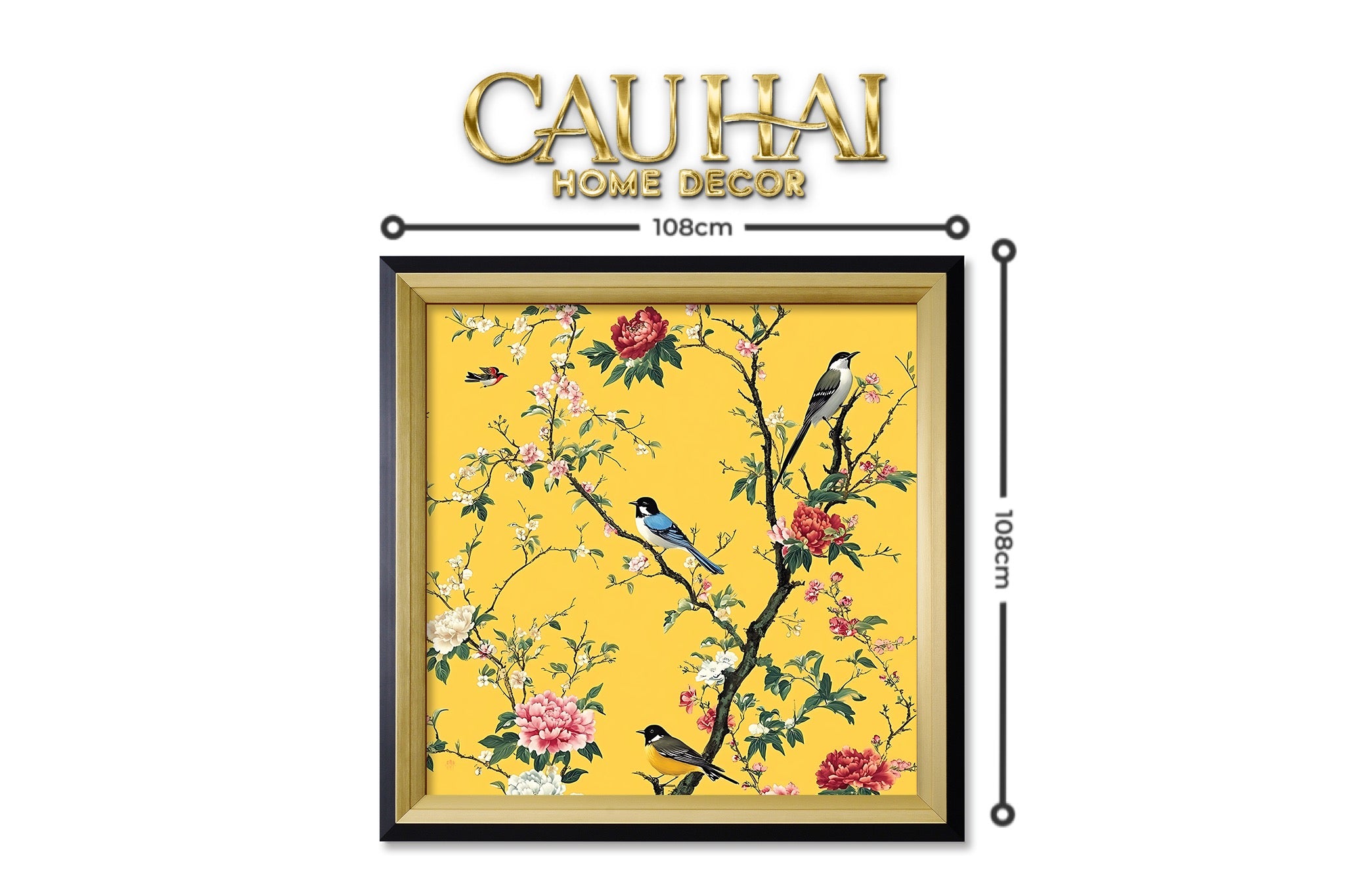 Tết Couture - Tranh Canvas Uv Gen5 Flora De Fortune Hoa Điểu Phú Quý 108x108 - CẬU HAI HOME DECOR