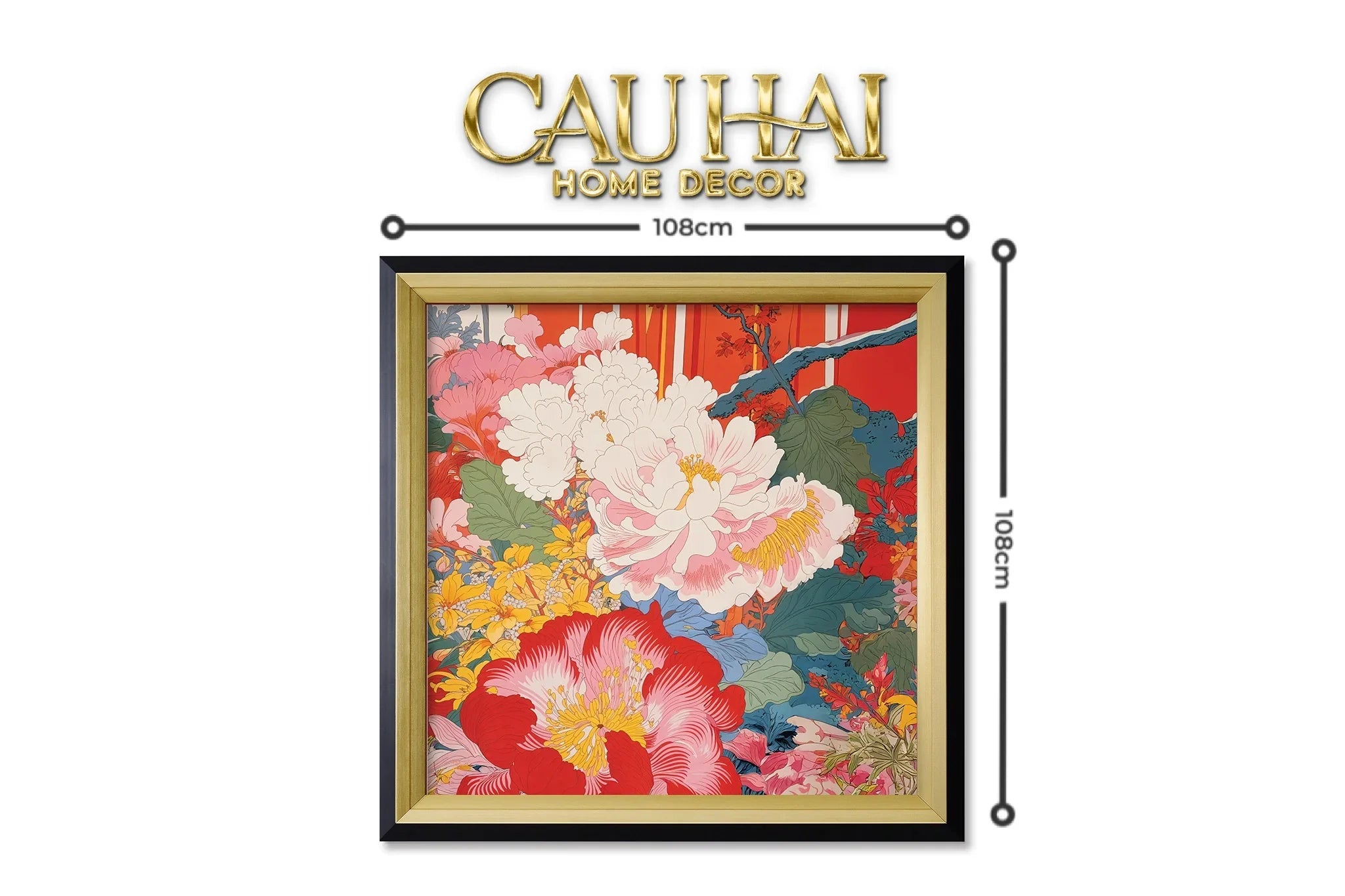 Tết Couture - Tranh Canvas Uv Gen5 Flora De Fortune Peony Prosperity 108x108-CẬU HAI HOME DECOR