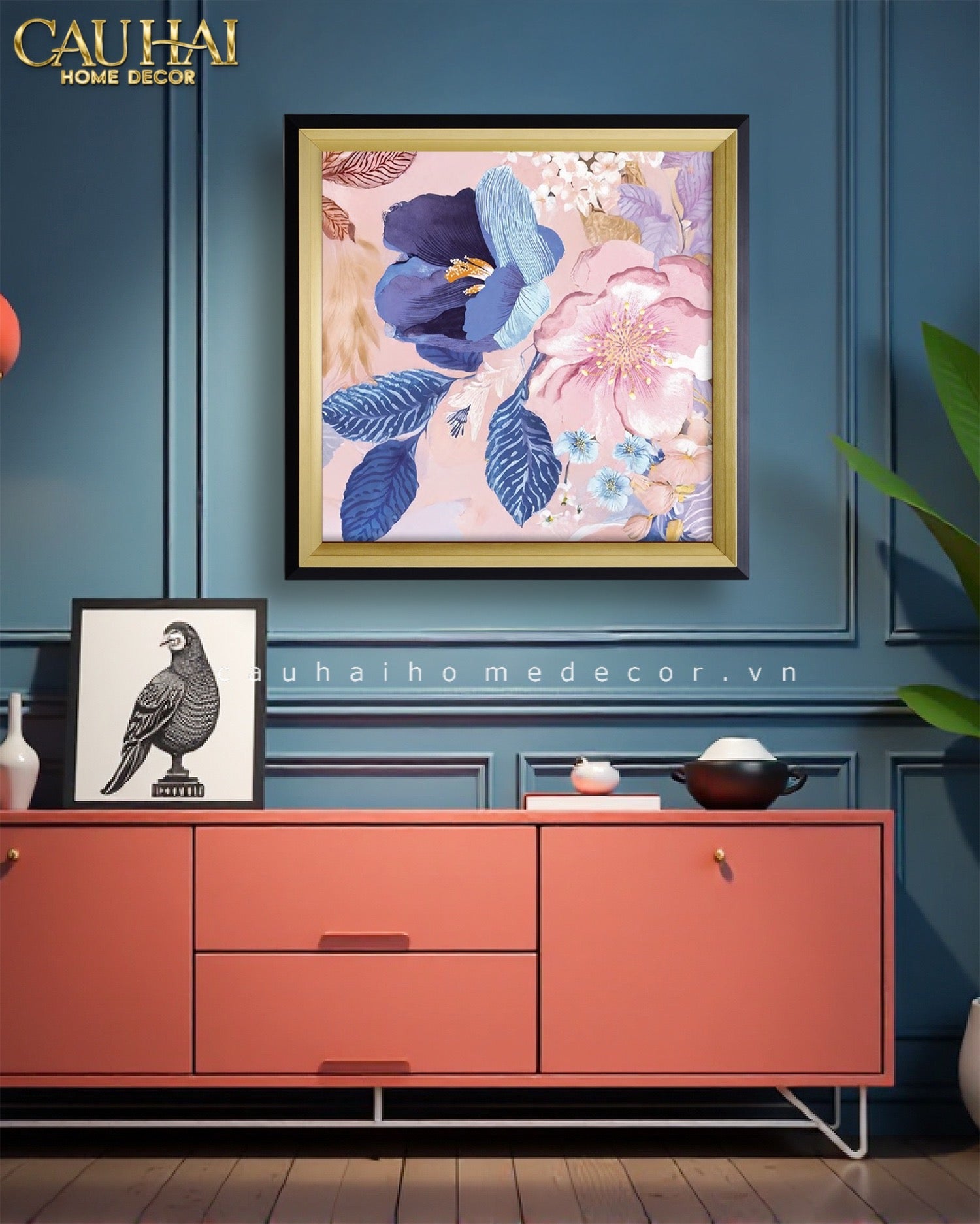 Tết Couture - Tranh Canvas Uv Gen5 Flora De Fortune Serene Elegance 108x108 - CẬU HAI HOME DECOR