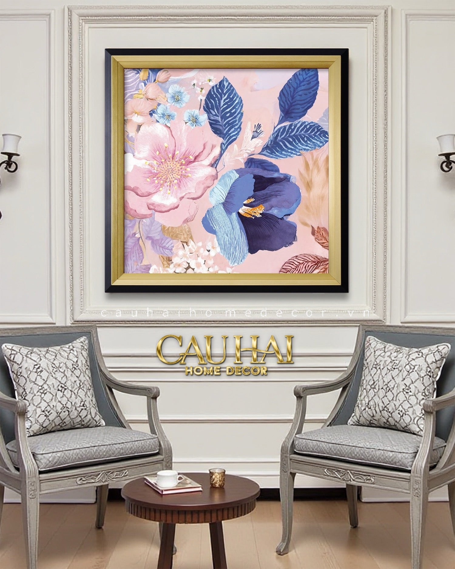 Tết Couture - Tranh Canvas Uv Gen5 Flora De Fortune Serene Elegance 108x108 - CẬU HAI HOME DECOR