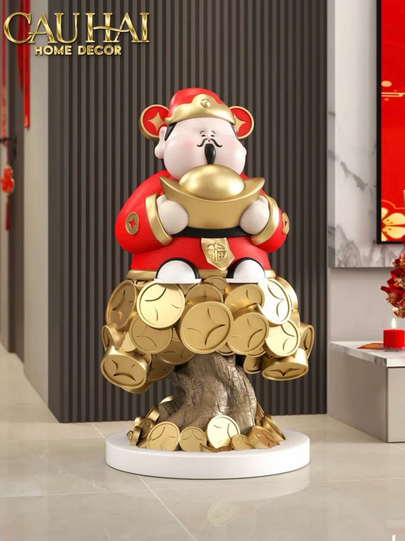 Tết Couture - Tượng Đại Thần Tài Kim Nguyên Bảo H76-TƯỢNG TRANG TRÍ-CẬU HAI HOME DECOR