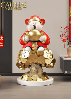 Tết Couture - Tượng Đại Thần Tài Kim Nguyên Bảo H76-TƯỢNG TRANG TRÍ-CẬU HAI HOME DECOR