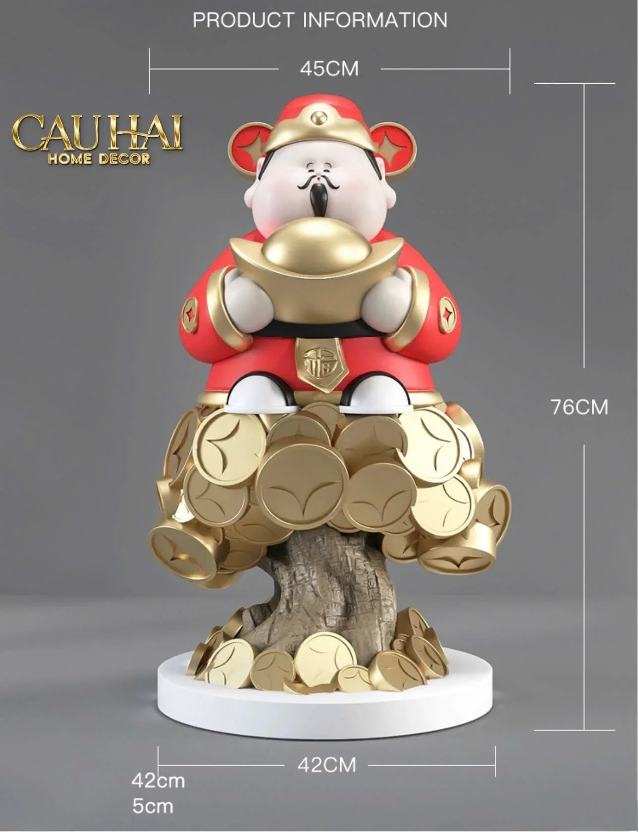 Tết Couture - Tượng Đại Thần Tài Kim Nguyên Bảo H76-TƯỢNG TRANG TRÍ-CẬU HAI HOME DECOR