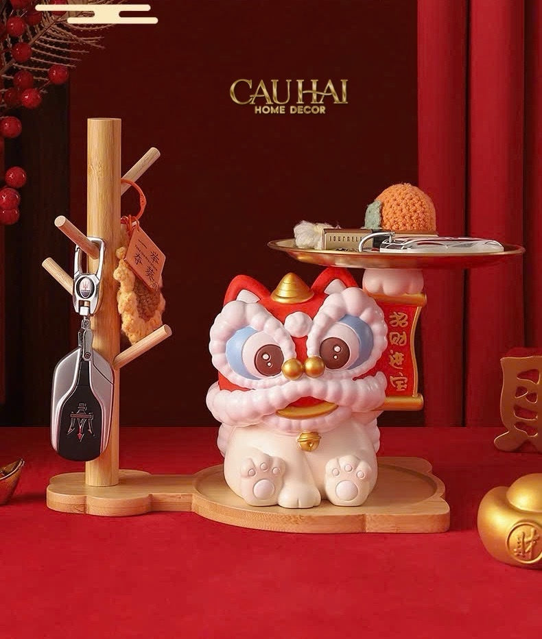 Tết Couture - Tượng Kim Lân Phúc Mãn Đường Guardian Lion Key Figurines - CẬU HAI HOME DECOR