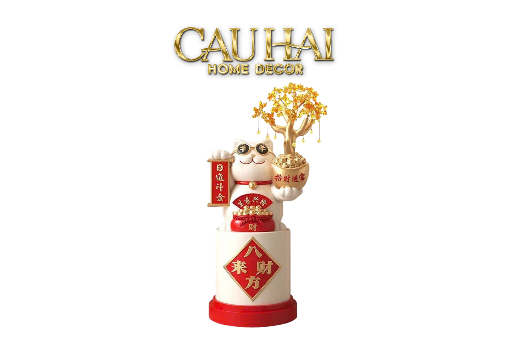 Tết Couture - Tượng Mèo Đại Cát Lợi Cây Phú Quý 84Cm