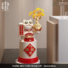 Tết Couture - Tượng Mèo Đại Cát Lợi Cây Phú Quý 84Cm-TƯỢNG TRANG TRÍ-CẬU HAI HOME DECOR