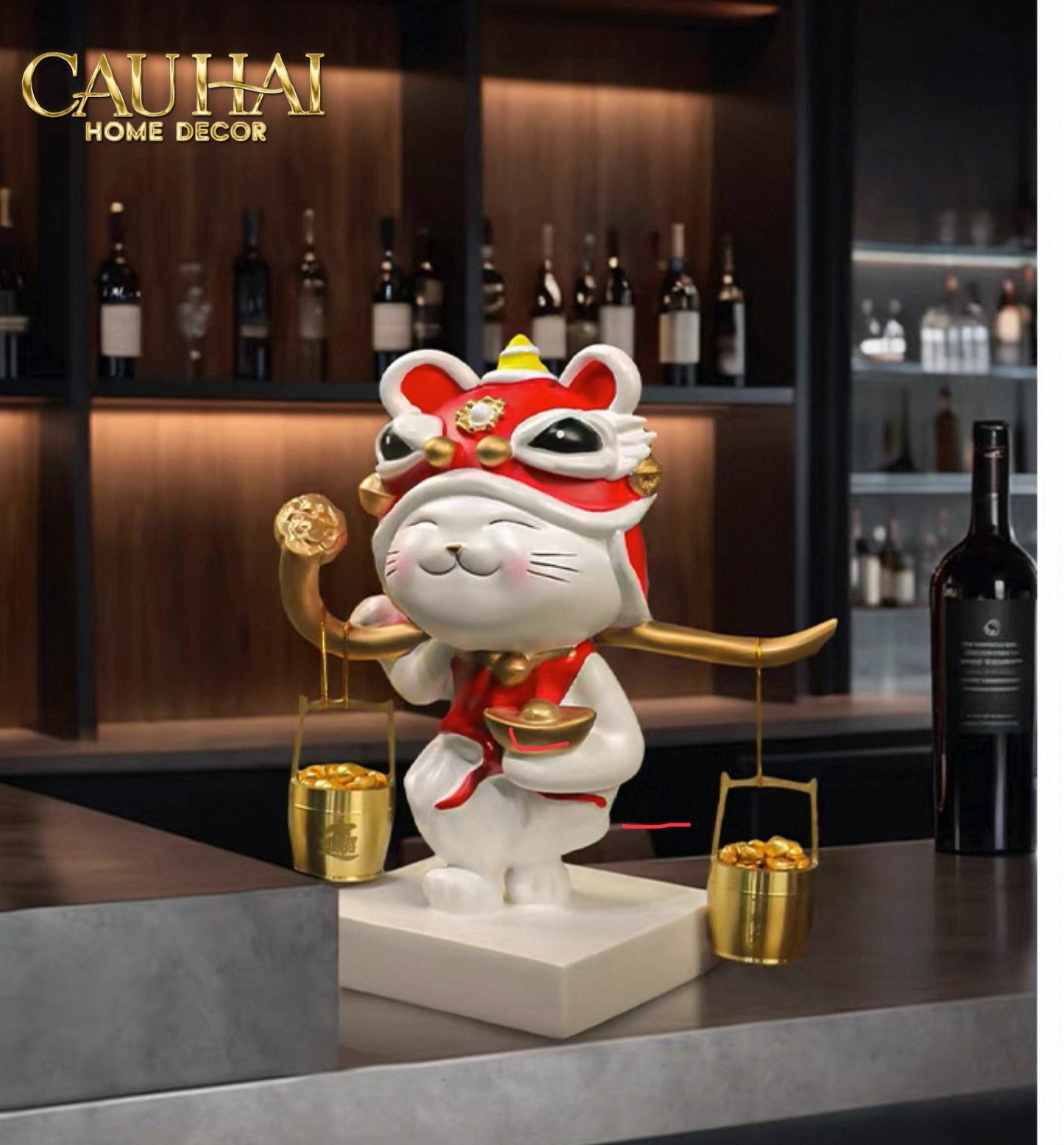 Tết Couture - Tượng Mèo May Mắn Kim Lân Vượng Tài - CẬU HAI HOME DECOR