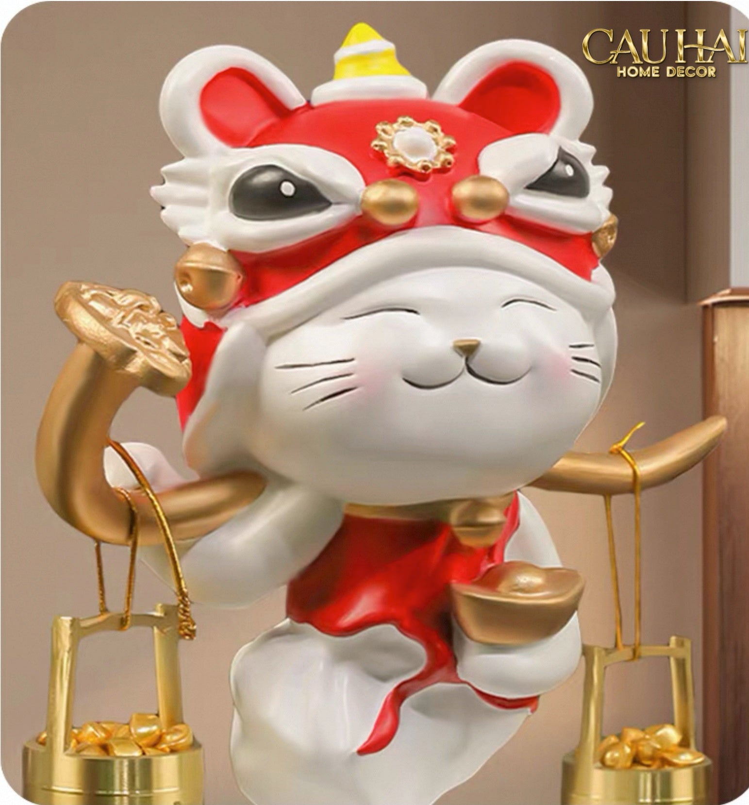 Tết Couture - Tượng Mèo May Mắn Kim Lân Vượng Tài - CẬU HAI HOME DECOR