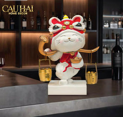 Tết Couture - Tượng Mèo May Mắn Kim Lân Vượng Tài-TƯỢNG TRANG TRÍ-CẬU HAI HOME DECOR