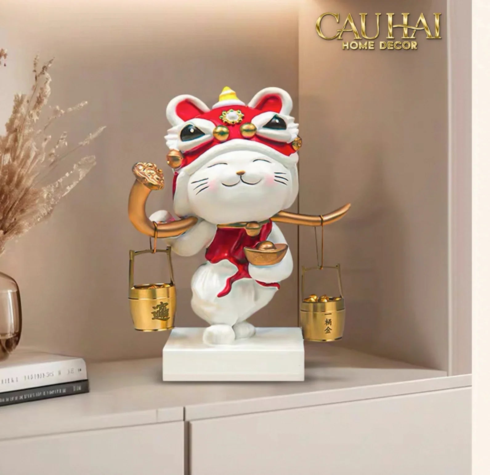 Tết Couture - Tượng Mèo May Mắn Kim Lân Vượng Tài-TƯỢNG TRANG TRÍ-CẬU HAI HOME DECOR
