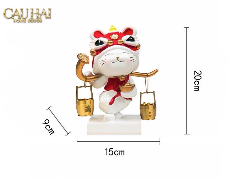 Tết Couture - Tượng Mèo May Mắn Kim Lân Vượng Tài-TƯỢNG TRANG TRÍ-CẬU HAI HOME DECOR