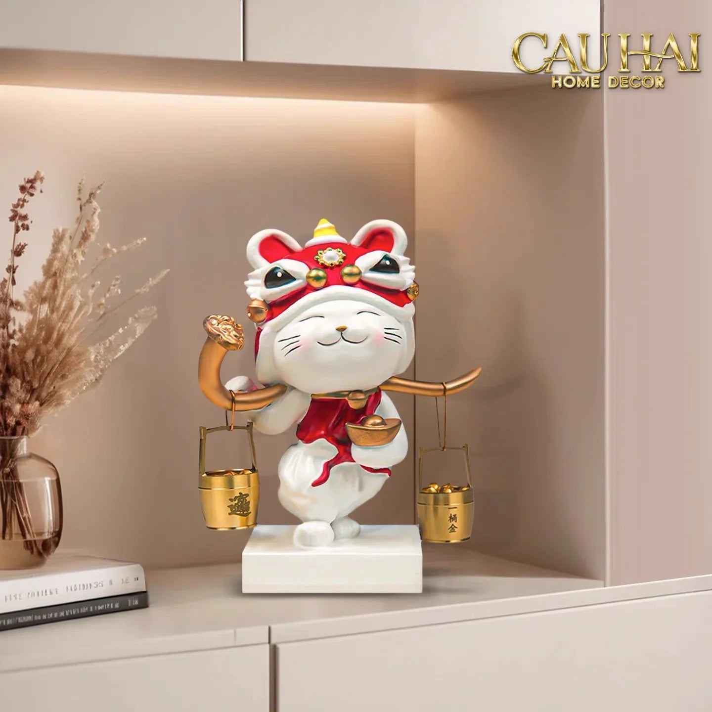 Tết Couture - Tượng Mèo May Mắn Kim Lân Vượng Tài-TƯỢNG TRANG TRÍ-CẬU HAI HOME DECOR