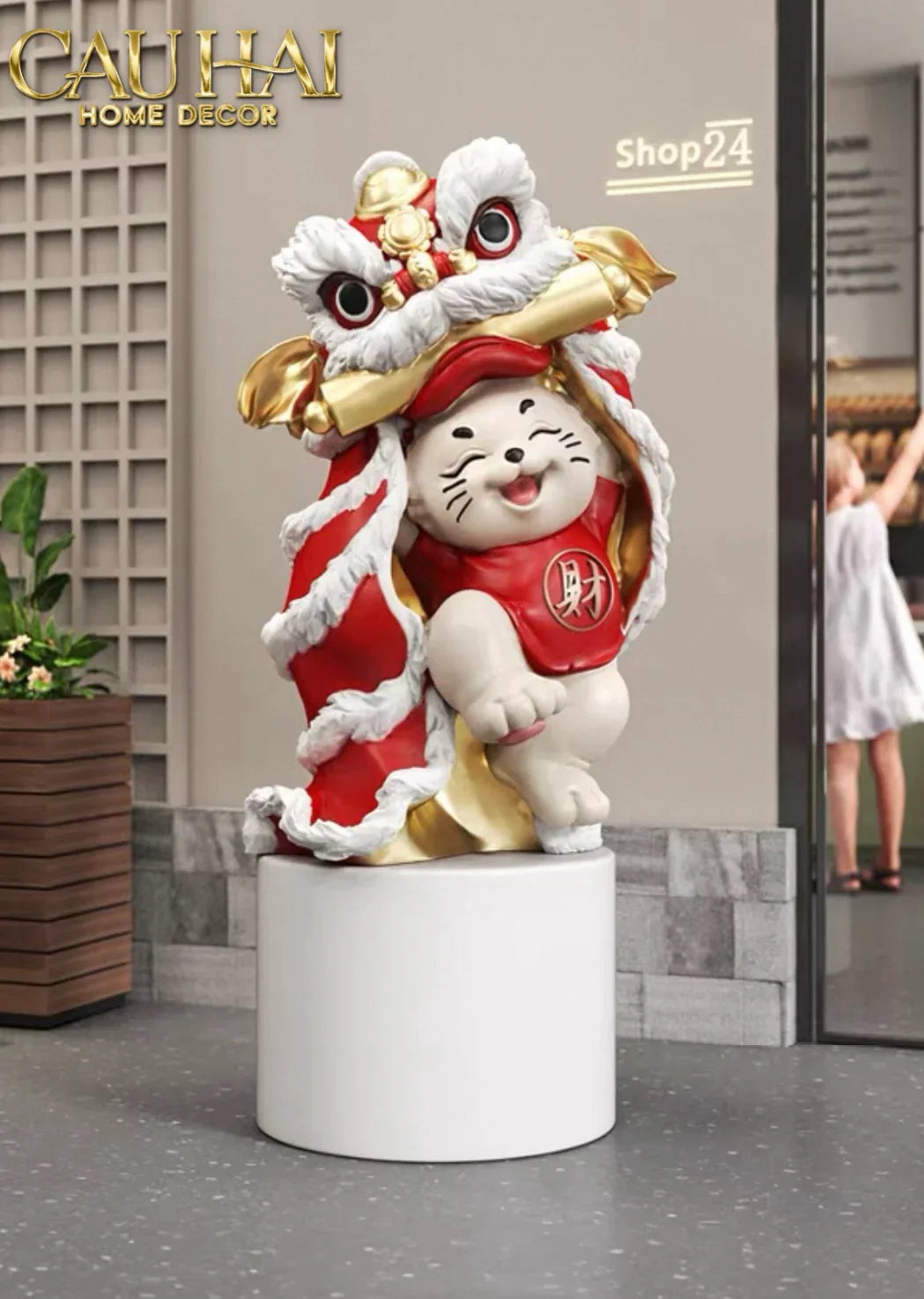 Tết Couture - Tượng Mèo Tam Kim Lân H75-TƯỢNG TRANG TRÍ-CẬU HAI HOME DECOR