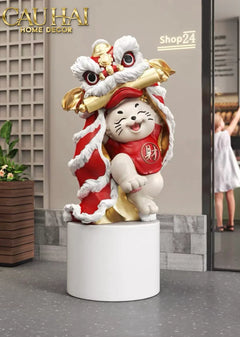 Tết Couture - Tượng Mèo Tam Kim Lân H75-TƯỢNG TRANG TRÍ-CẬU HAI HOME DECOR