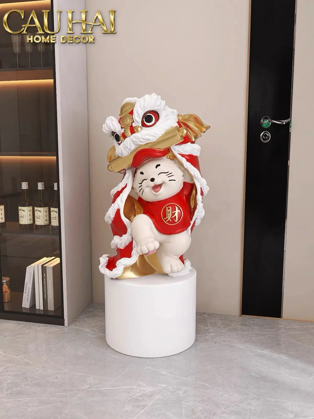 Tết Couture - Tượng Mèo Tam Kim Lân H75-TƯỢNG TRANG TRÍ-CẬU HAI HOME DECOR