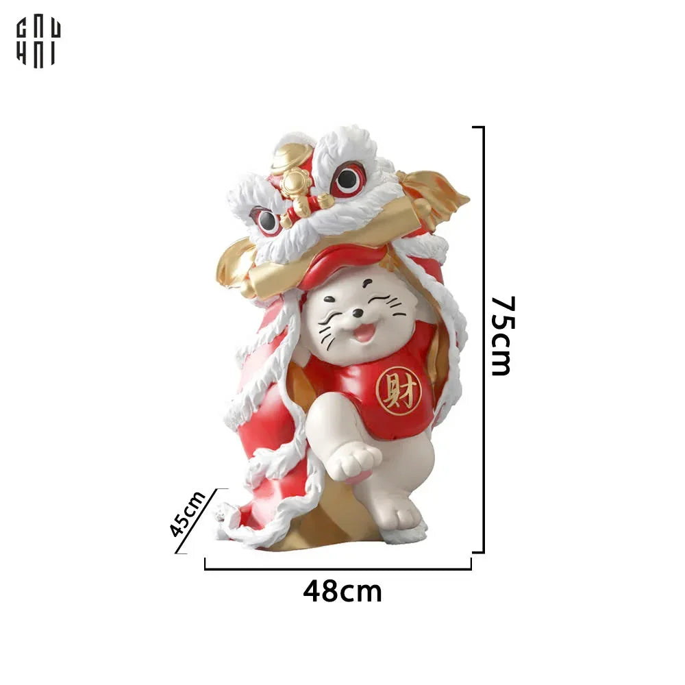 Tết Couture - Tượng Mèo Tam Kim Lân H75-TƯỢNG TRANG TRÍ-CẬU HAI HOME DECOR